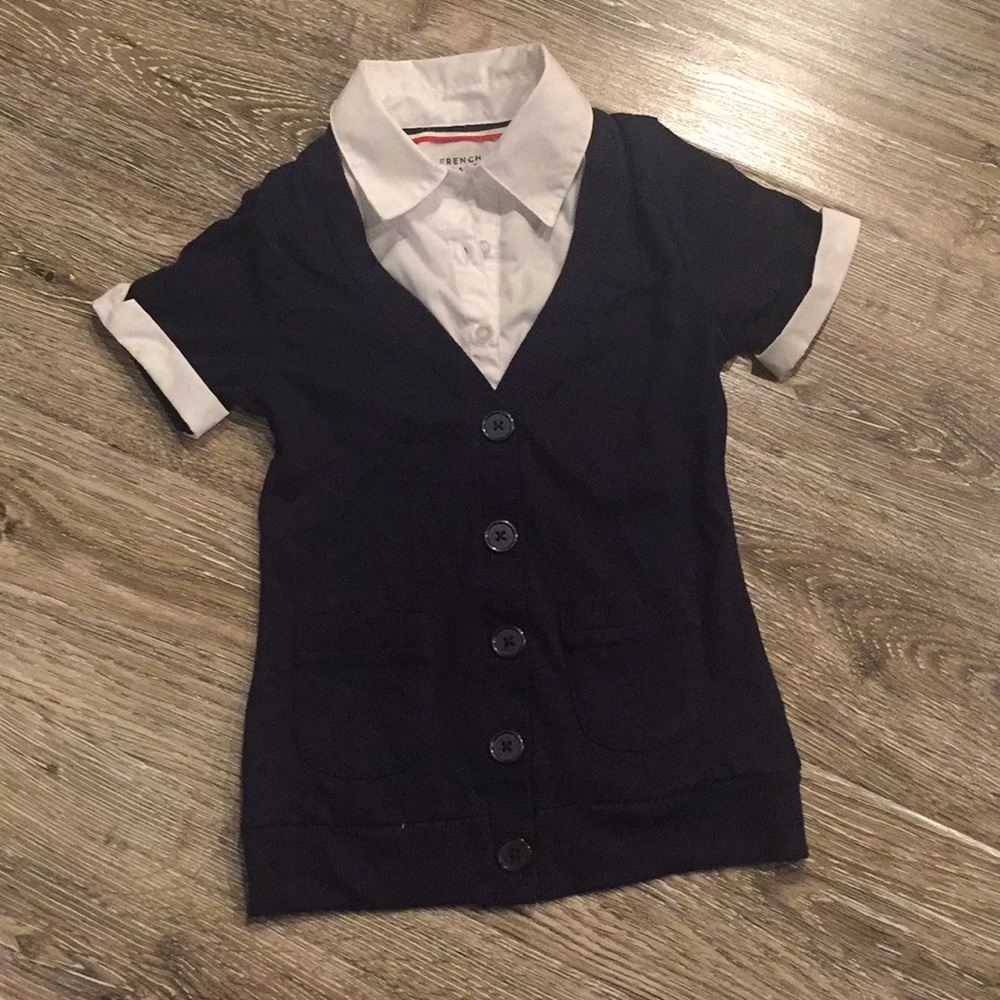 Uniform two-fer sweater shirt